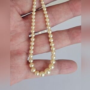 🤍 Vintage 10K White Gold Graduated Pearl Necklace – 18” – 7.5mm to 3.2mm 🤍